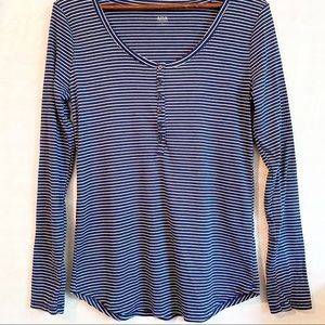 a.n.a. Navy Long Sleeved Henley Top